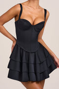 Oh Polly Annika Satin Corset Mini Dress Black