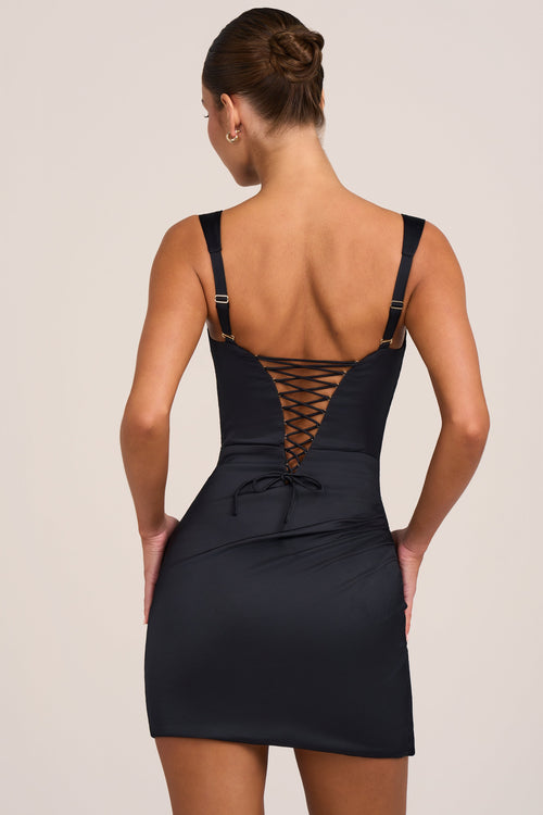 Oh Polly Wyrda Women's Satin Mini Dress Black