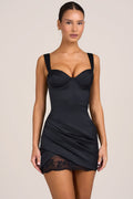 Oh Polly Wyrda Women's Satin Mini Dress Black